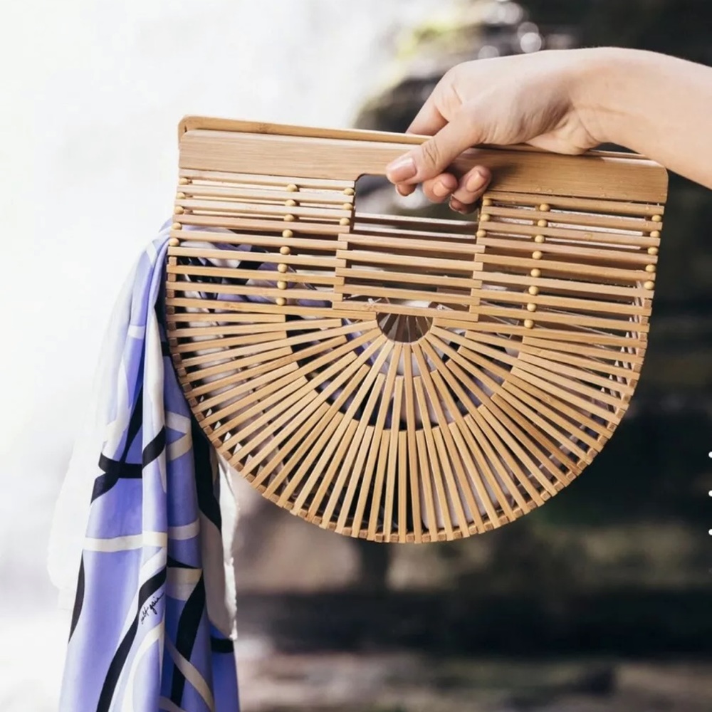 Cult Gaia Ark Natural Bamboo Wood Small Handbag